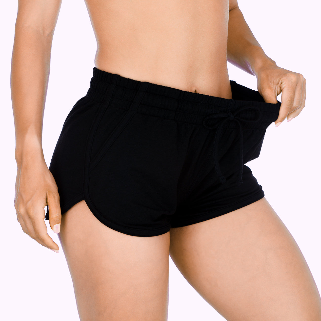 Rumpy Bamboo Women Soft Shorts#color_black-with-black-thread