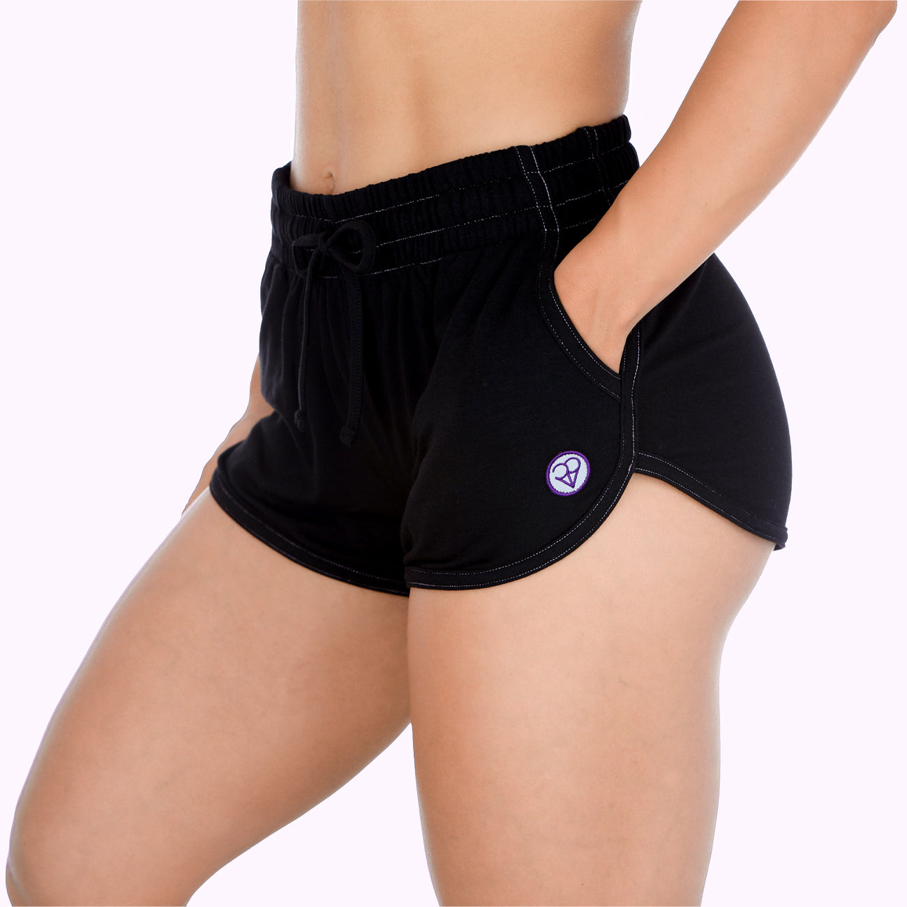 Rumpy Bamboo Women Soft Shorts#color_black-with-pink-thread