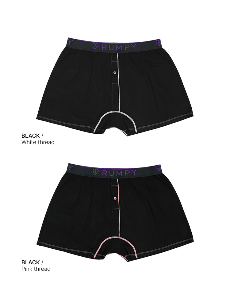 Bamboo Boxer Briefs Black with White Thread and Pink Thread