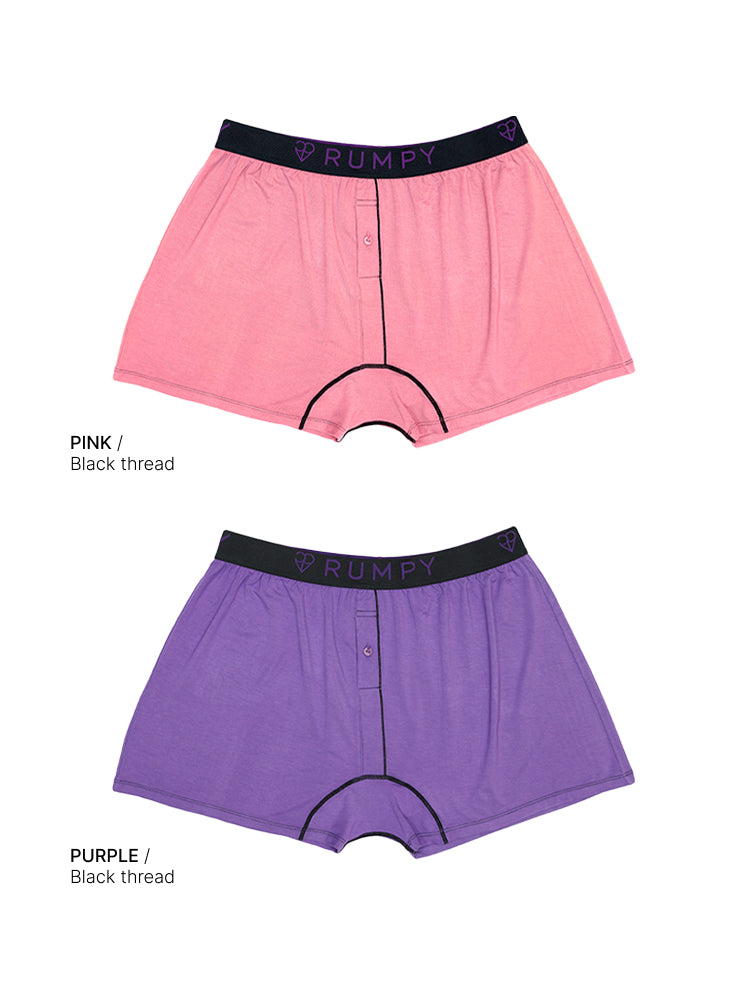 Bamboo Boxer Briefs Pink with Black Thread and Purple with Black Thread