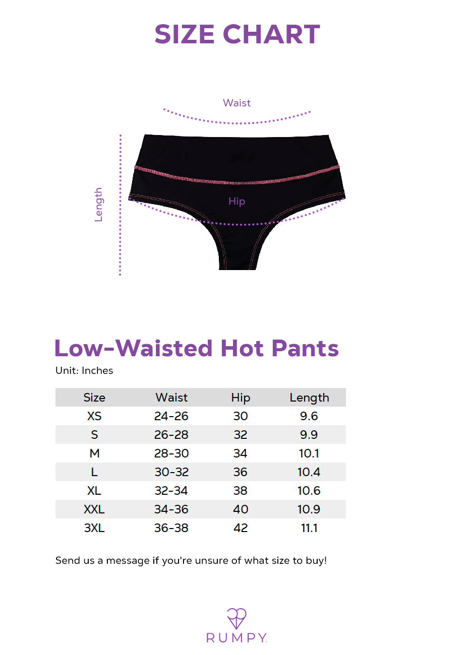 Low Hot Pants Size Chart