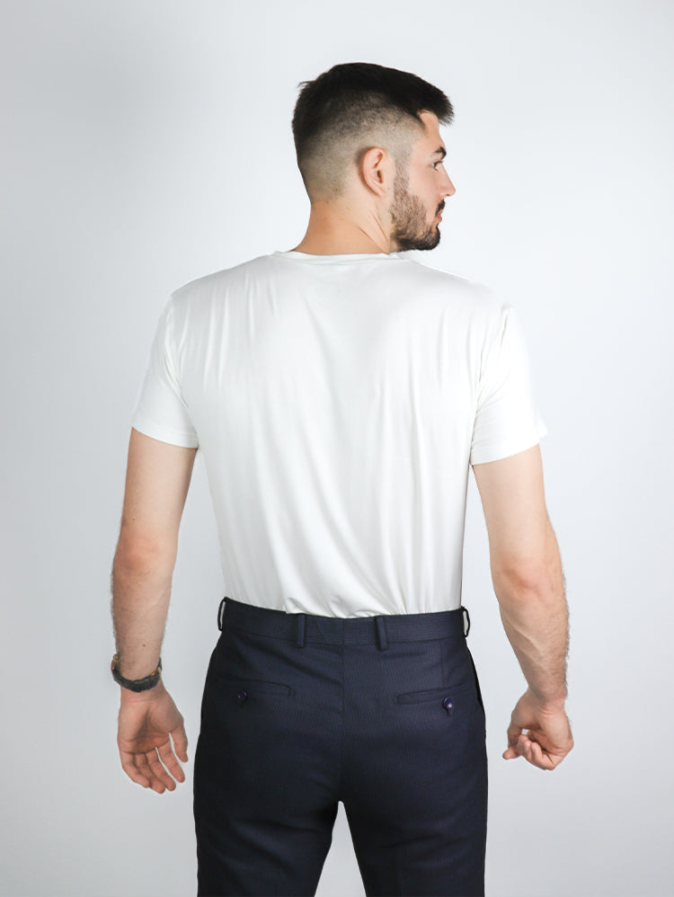 Rumpy Bamboo Men Undershirt Long AF V Neck#color_white-with-white-thread