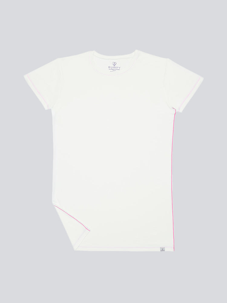 Rumpy mens undershirts tall Long AF Crew#color_white-with-pink-thread