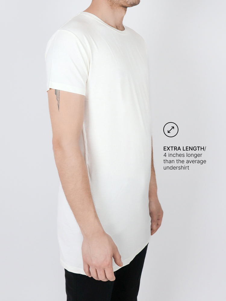 Rumpy Bamboo Men Undershirt Long AF Crew#color_white-with-white-thread
