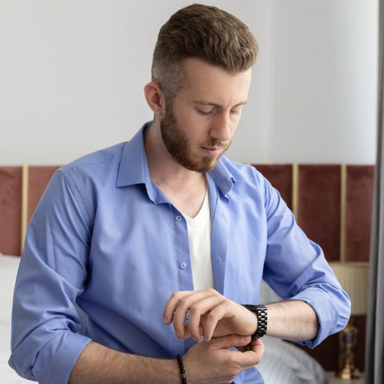 Man wearing Bamboo Undershirt under Shirt