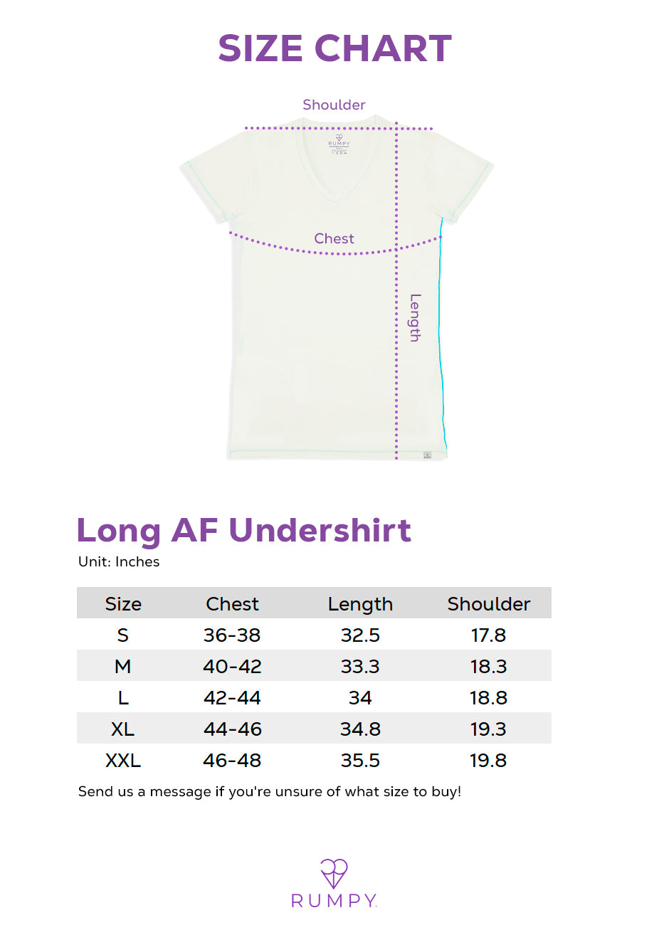 Long AF Undershirt Size Chart