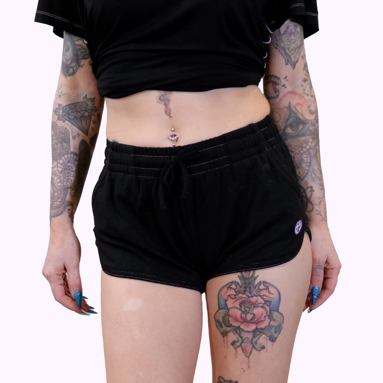 Rumpy Bamboo Women Soft Shorts#color_black-with-pink-thread
