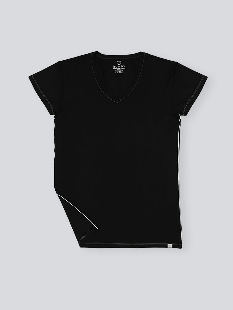 Rumpy Bamboo Men Undershirt Uber V Neck#color_black-with-white-thread